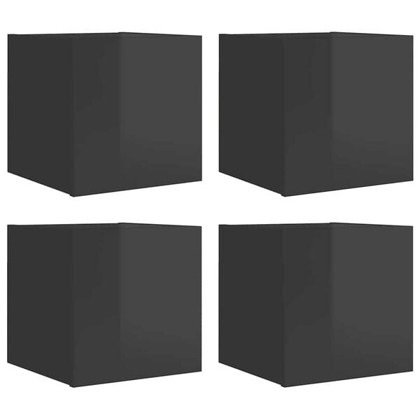 vidaXL Wall Mounted TV Cabinets 4 pcs High Gloss Grey 30.5x30x30 cm