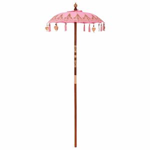 vidaXL Balinese Parasol Pink 125 x 125 x 260 cm Cotton and Wood
