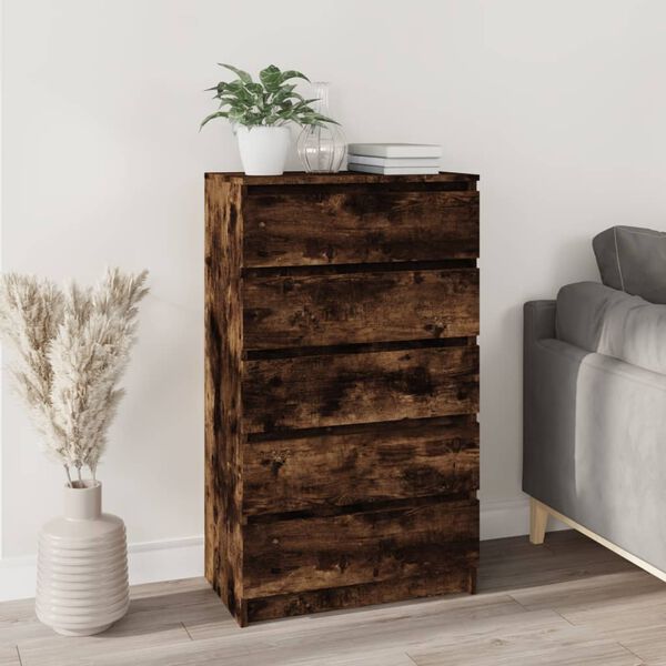 vidaXL Drawer Cabinet Smoked Oak 60x36x103 cm Engineered Wood