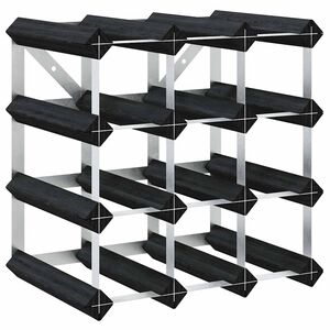 vidaXL Wine Rack for 12 Bottles Black Solid Pine Wood