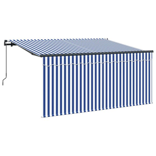 vidaXL Retractable Awning Retractable Blue and White 300 x 200 cm