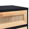 vidaXL Bedside Cabinet Black Solid Wood Pine and Natural Rattan
