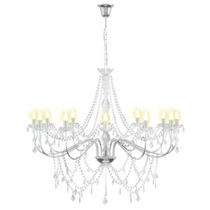vidaXL Adjustable Chandelier with Beads E14 Metal and Acrylic Chrome