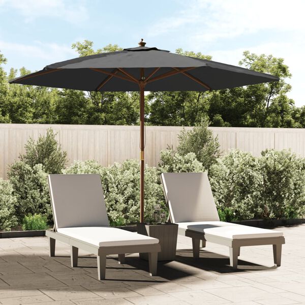 vidaXL Garden Parasol with Wooden Pole Anthracite 299x240 cm