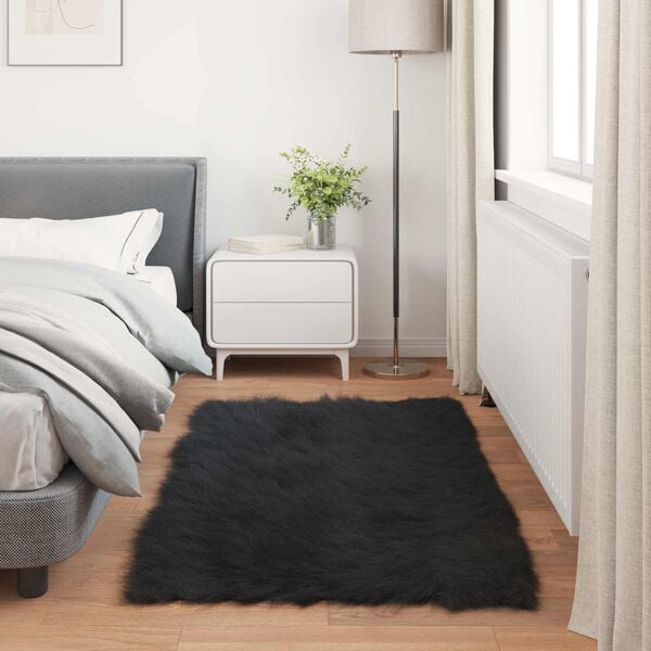 vidaXL Faux Sheepskin Rug Tafalla Black 60 x 110 cm Polyester