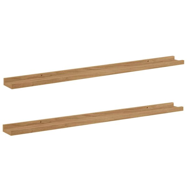 vidaXL Wall Shelf 2 pcs Brown 100 x 9 x 3 cm Engineered Wood