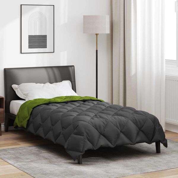 vidaXL Winter Duvet Green and Anthracite 140 x 220 cm Microfiber