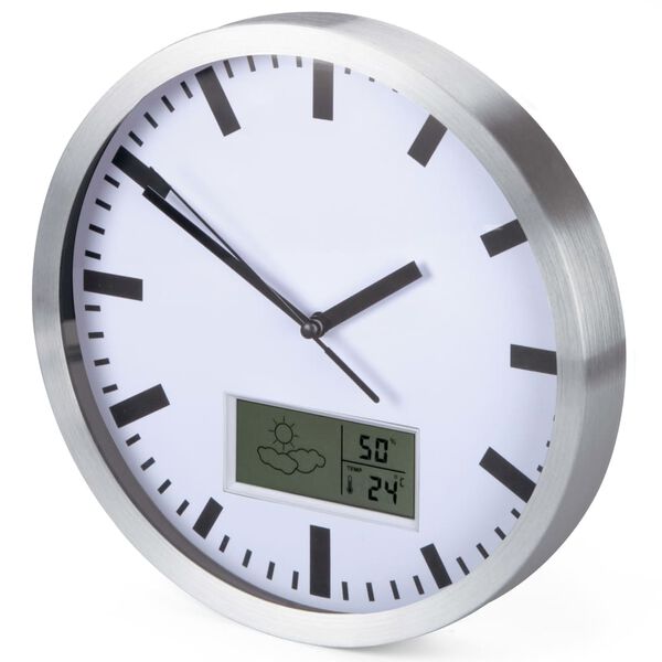 Perel Wall Clock 25 cm White and Sliver