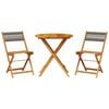 vidaXL 3 Piece Bistro Set Grey Polypropylene and Solid Wood