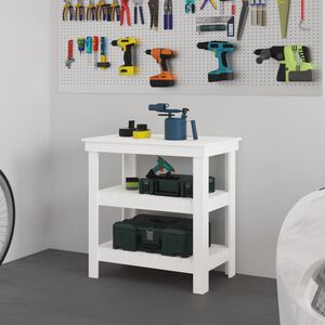 vidaXL Work Bench with Shelf White 78.5 x 50 x 80 cm Solid Pine Wood