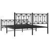 vidaXL Metal Bed Frame without Mattress with Footboard Black 160x200cm
