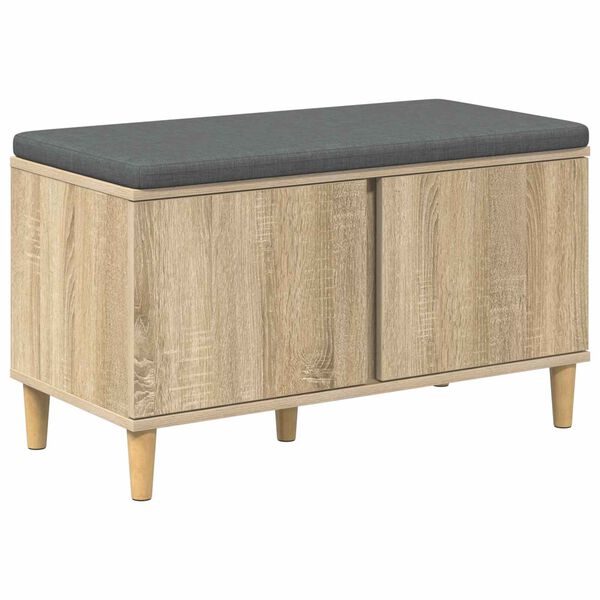 vidaXL Hall Bench with Cushion with Storage Sonoma Oak 80 x 38 x 46 cm