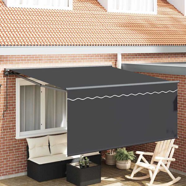 vidaXL Retractable Awning Manual Grey and anthracite 300 x 250 cm
