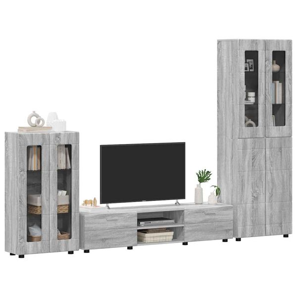 vidaXL TV Cabinet Set with Drawer Grey Sonoma Engineered Wood
