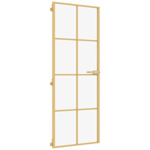 vidaXL Interior Door Slim Golden 76x201.5 cm Tempered Glass&Aluminium