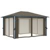 vidaXL Gazebo with Curtain&LED String Lights 4x3 m Taupe Aluminium