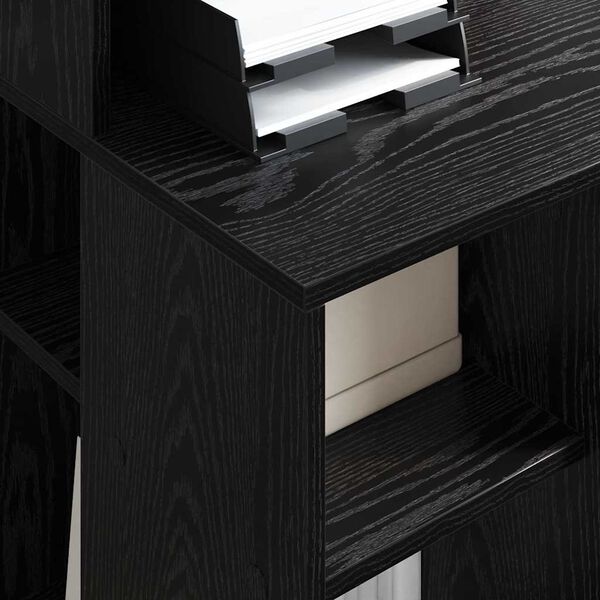 vidaXL Desk with Shelf Black Oak 90 x 48 x 101.5 cm Engineered Wood