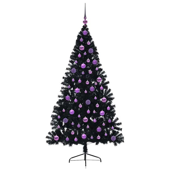 vidaXL Artificial Pre-lit Christmas Tree Black 180 cm PVC
