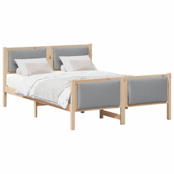 vidaXL Bed Frame with Headboard Light Grey 160 x 200 cm Fabric