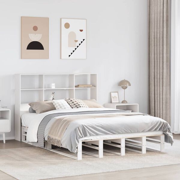 vidaXL Bookcase Bed without Mattress White 120x200 cm Solid Wood