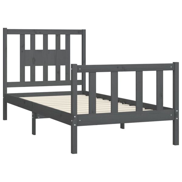 vidaXL Bed Frame without Mattress Grey Solid Wood Pine 100x200 cm