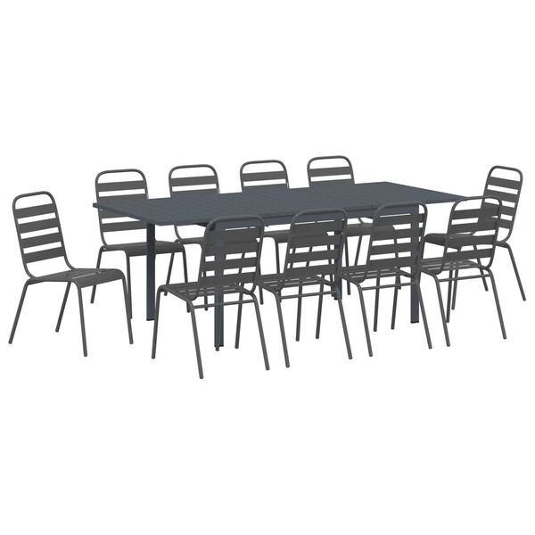 vidaXL Garden Dining Set 11 pcs Anthracite Powder-coated Steel