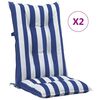 vidaXL Garden Highback Chair Cushions 2 pcs Blue&White Stripe 120x50x7 cm Fabric