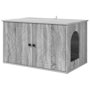 vidaXL Cat House Grey Sonoma 85 x 55 x 50 cm Engineered Wood