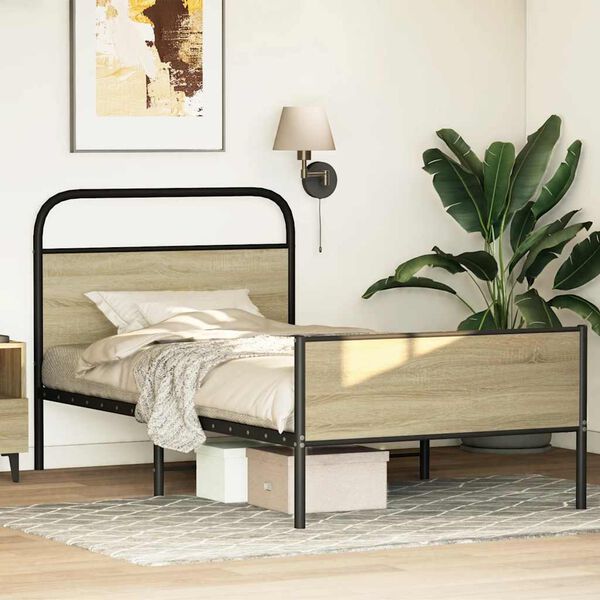 vidaXL Bed Frame without Mattress 90x190 cm Sonoma Oak Engineered Wood