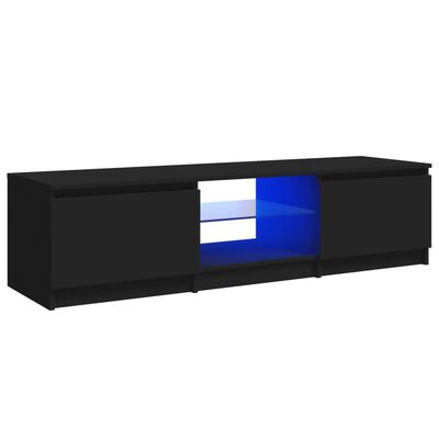 vidaXL TV Cabinet with LED Lights Black 140x40x35.5 cm