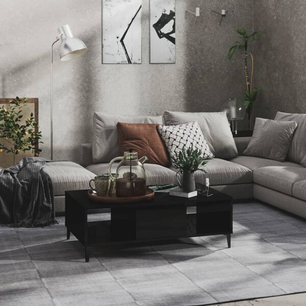 vidaXL Coffee Table High Gloss Black 103.5x60x35 cm Engineered Wood
