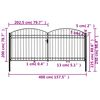 vidaXL Fence Gate Double Door with Arched Top Steel 400x200 cm Black