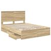 vidaXL Bed Frame with Drawer Sonoma Oak 135 x 190 cm Engineer Wood