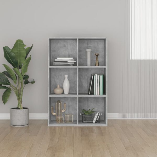 vidaXL Book Cabinet/Sideboard Concrete Grey 66x30x98 cm Engineered Wood