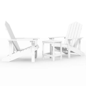 vidaXL Garden Adirondack Chairs with Table HDPE White