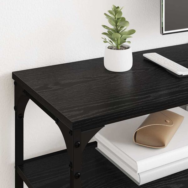 vidaXL TV Cabinet Black Oak 160 x 30 x 50 cm Engineered Wood and Iron