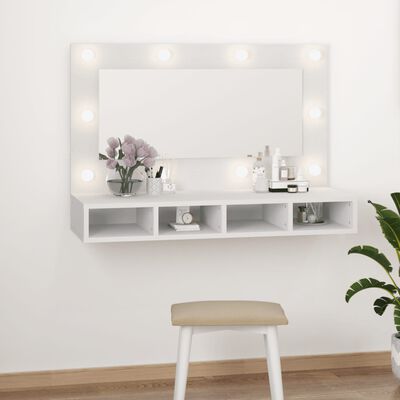 vidaXL Mirror Cabinet with LED White 90x31.5x62 cm