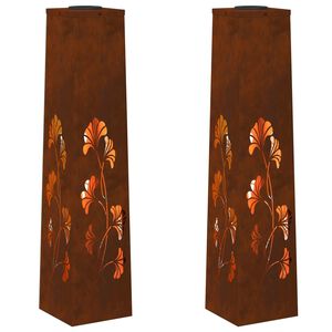 vidaXL Solar LED Pathway Light 2 pcs Corten Steel Corten Steel