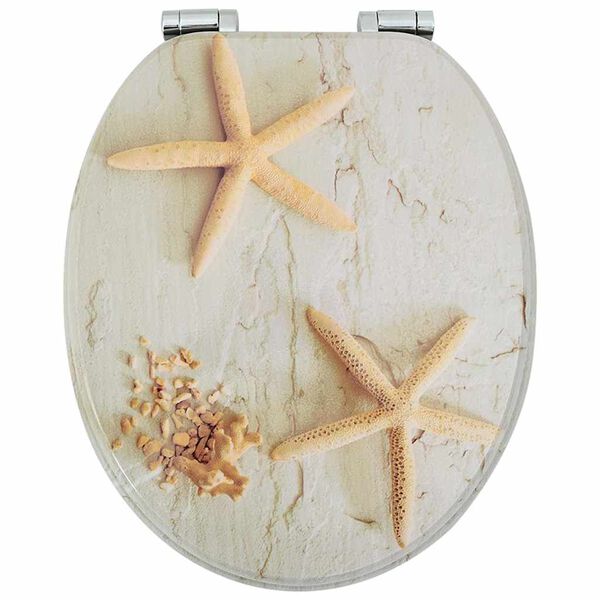 vidaXL Toilet Seat Yellow and White 44 x 38 cm MDF board