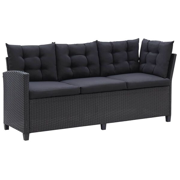 vidaXL Outdoor Furniture Sets Black Poly Rattan