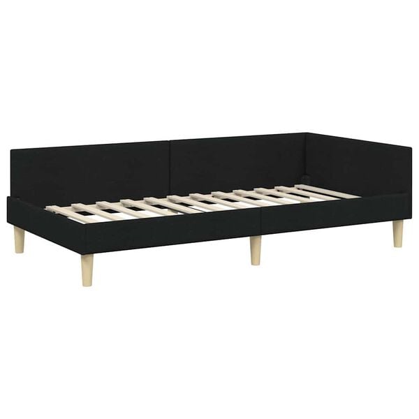 vidaXL Corner Bed Frame with Headboard Black 80 x 200 cm Fabric