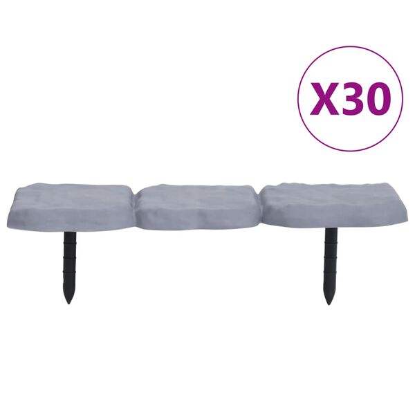 vidaXL Lawn Edging with Stakes 30 pcs PP