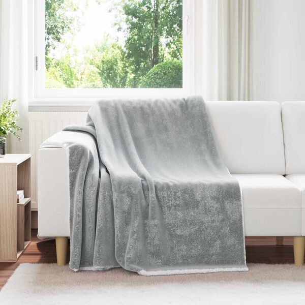 vidaXL Throw Blanket Grey 150 x 200 cm Fleece