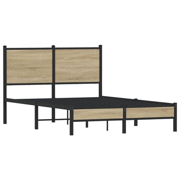 vidaXL Metal Bed Frame without Mattress Sonoma Oak 120x200 cm