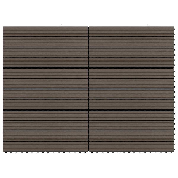 vidaXL Decking Tile 6 pcs Dark Brown 60 x 30 cm WPC