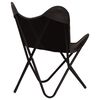 vidaXL Butterfly Chair Black Kids Size Real Leather