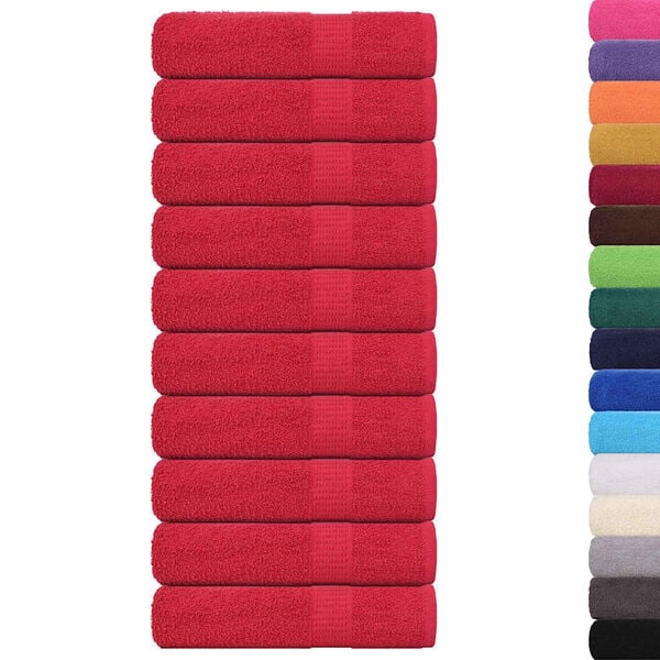 vidaXL Bath Towels "FROGN" 10 pcs Red 100x150 cm 360 gsm