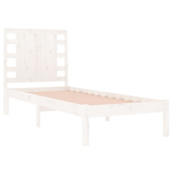 vidaXL Bed Frame without Mattress White 75x190 cm Small Single Solid Wood