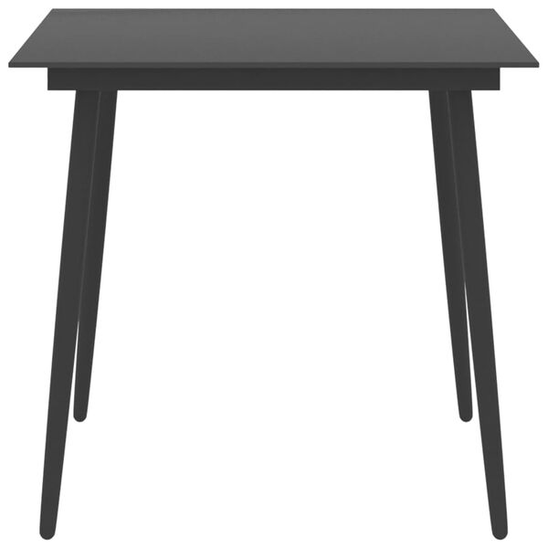 vidaXL Garden Dining Table Black 80x80x74 cm Steel and Glass