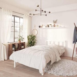 vidaXL Bed Frame without Mattress White Solid Wood Small Single